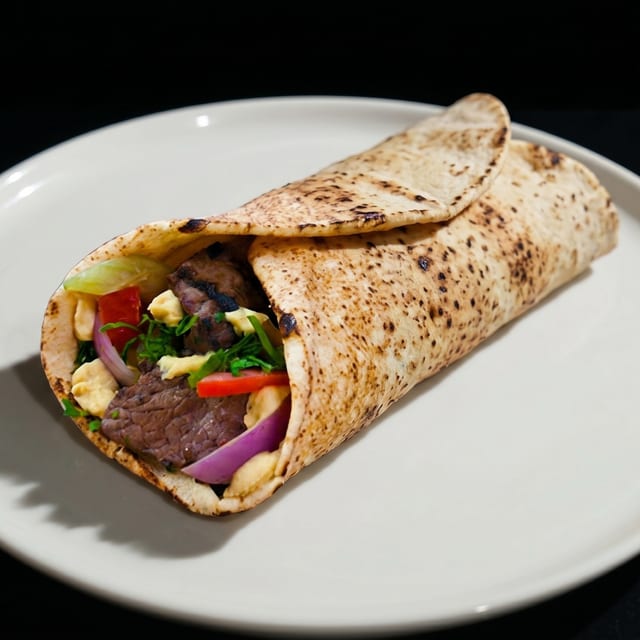 Shish Kabob Beef Wrap.