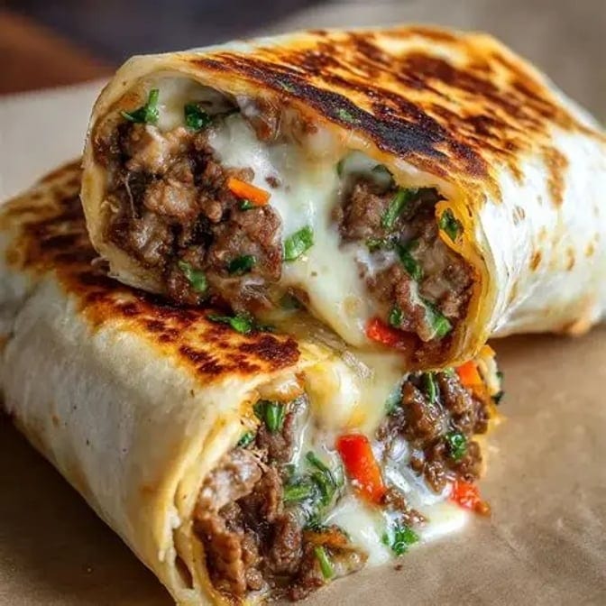 Lebanese Steak and Cheese Wrap.