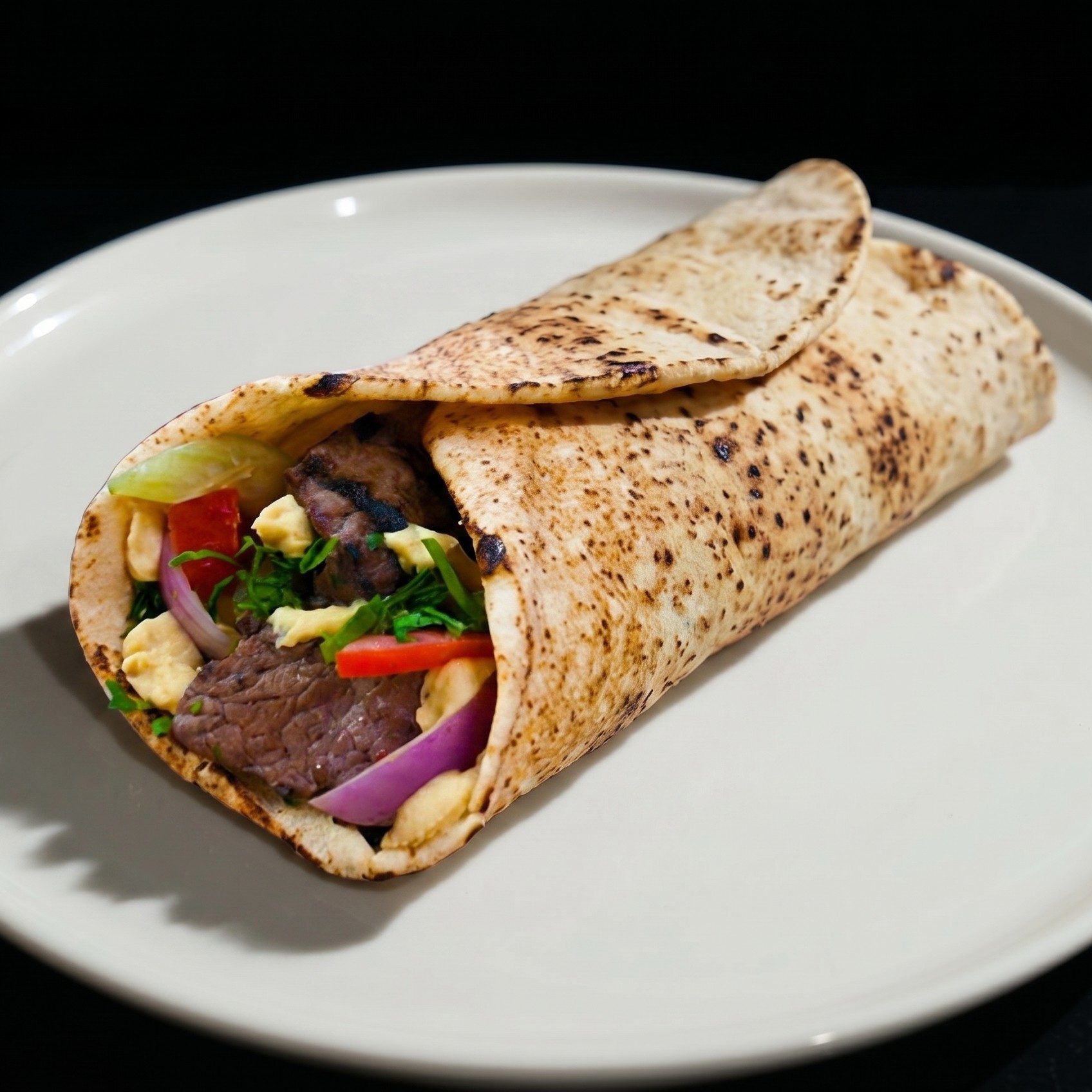 Shish Kabob Lamb Wrap.